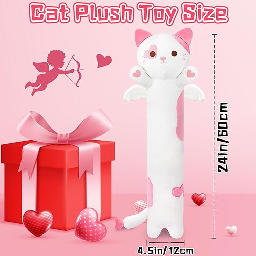 Miniatura 3 de Almohada larga de felpa para el cuerpo, almohada suave de peluche de gato de 22 pulgadas, bonita almohada de peluche de gatito, juguetes para niños,