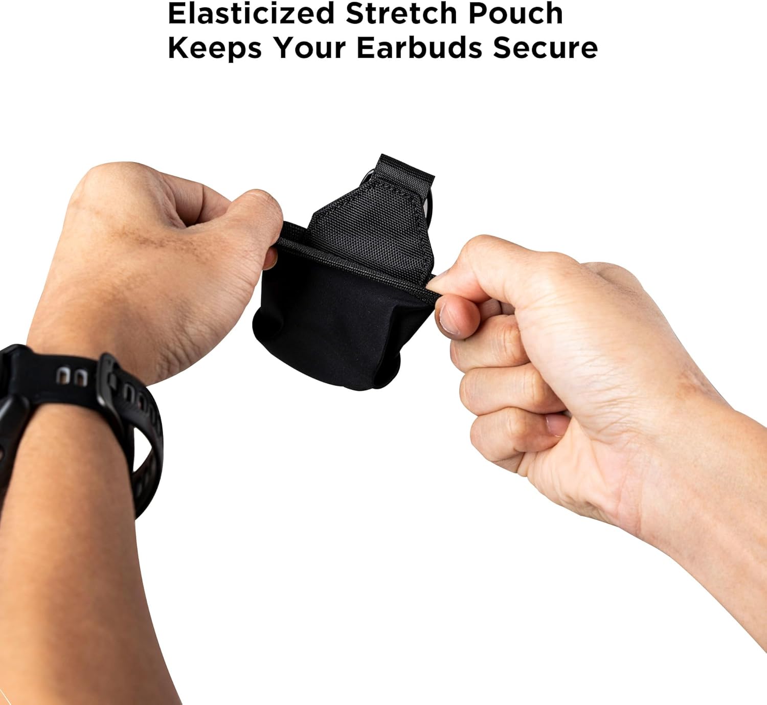 ALPAKA HUB Earbuds Pouch - Soft Elastane & Ballistic Nylon 840D Headphone Case Compatible with AirPods Pro - Wireless Open Earbuds Holder Organizer with HUB Magnetic Suction Clip, Weatherproof Fabric