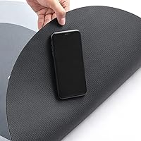 Vista 5 de Tapete de piel de napa en forma de U, muy suave, que absorbe el agua, antideslizante para baño, bañera o ducha, 2 piezas, de 20 x 32 + 20 x 24 Gris