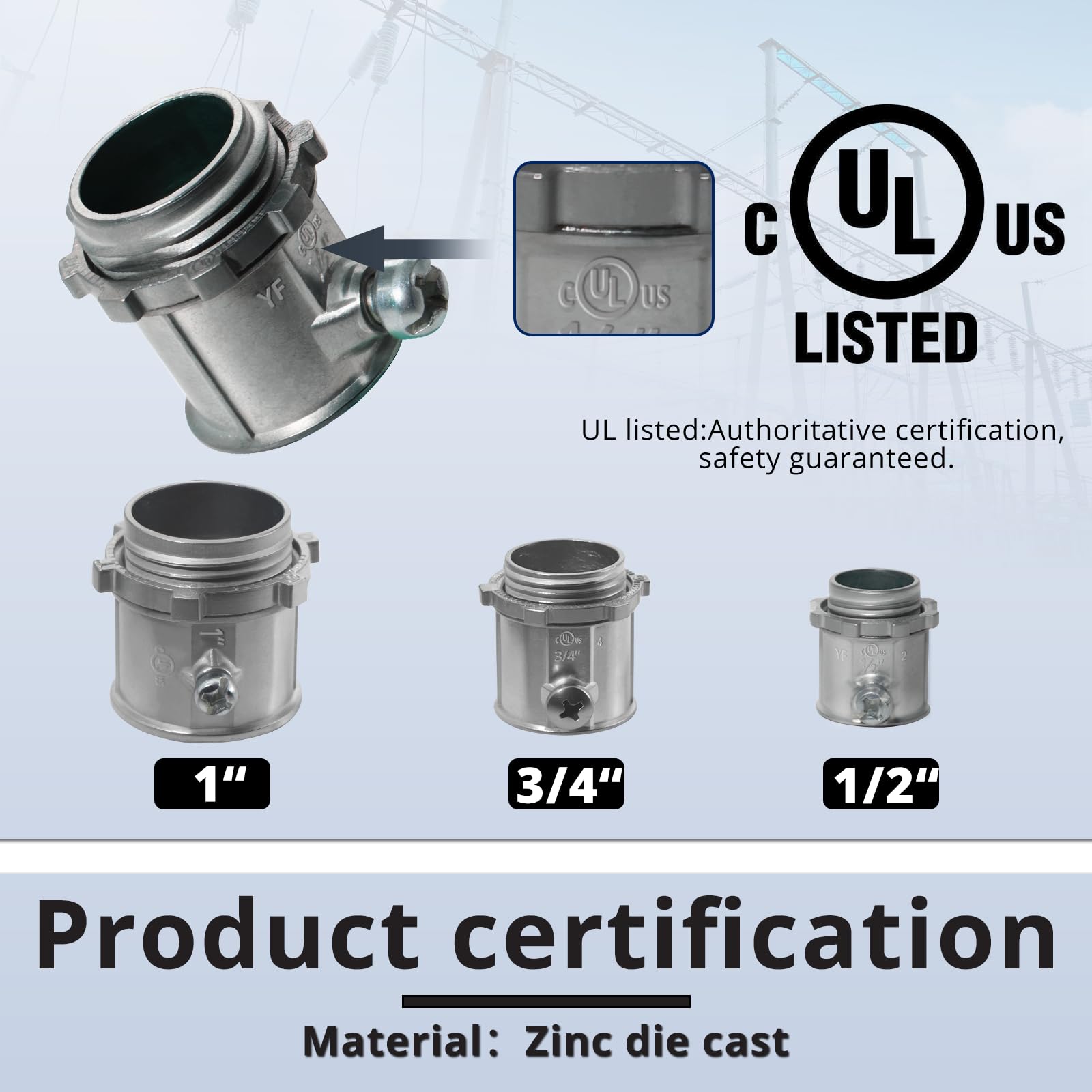 EMT Set Screw Connectors - UL Listed, 50 Pack -4