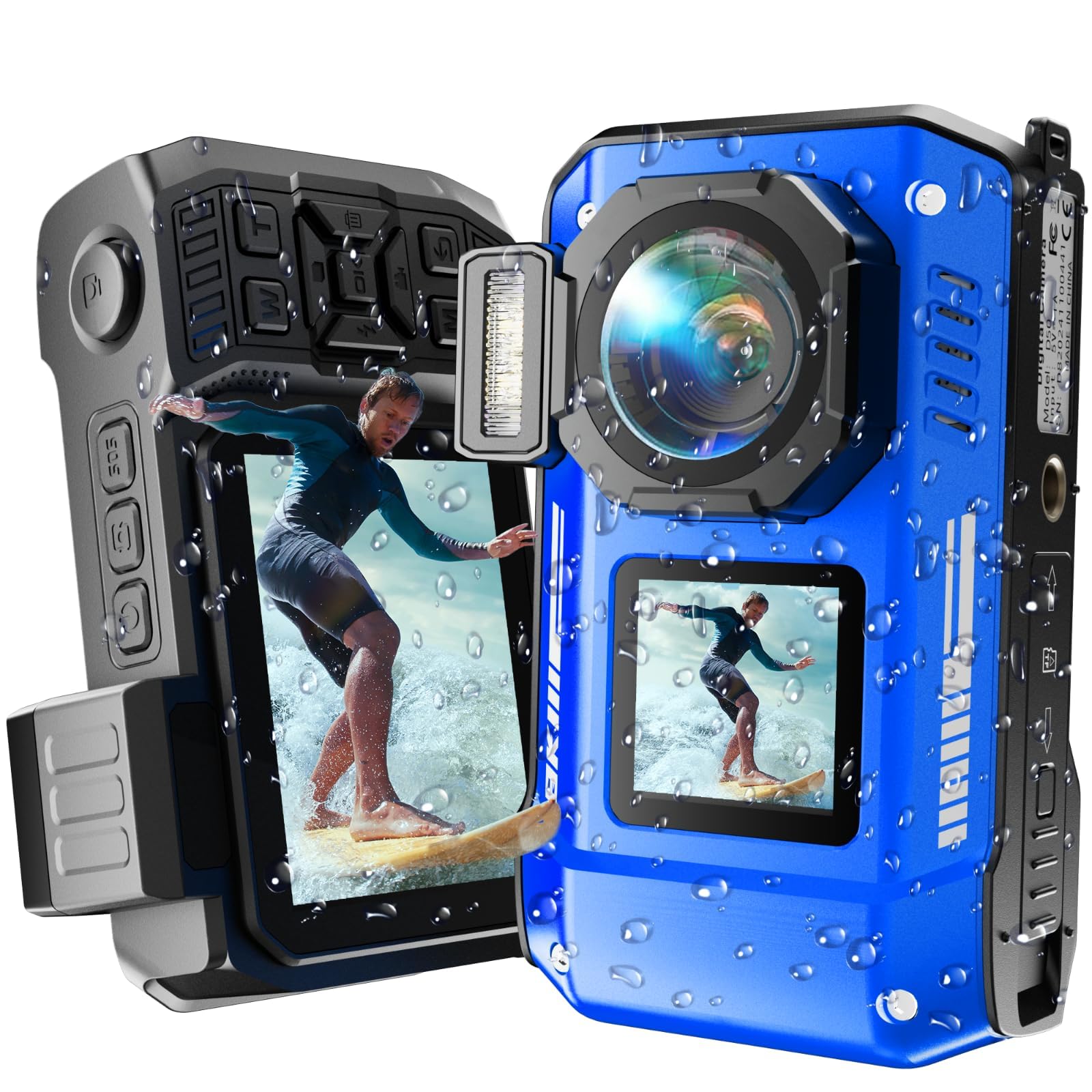 MaxMango D50 33FT Cámara Digital Impermeable, 8K 70MP Cámara Acuática con 16 GB, Cámara de Fotos con 2.88" Doble Pantalla 18x, Resistente al Polvo y a los Golpes, Autofocus - Azul