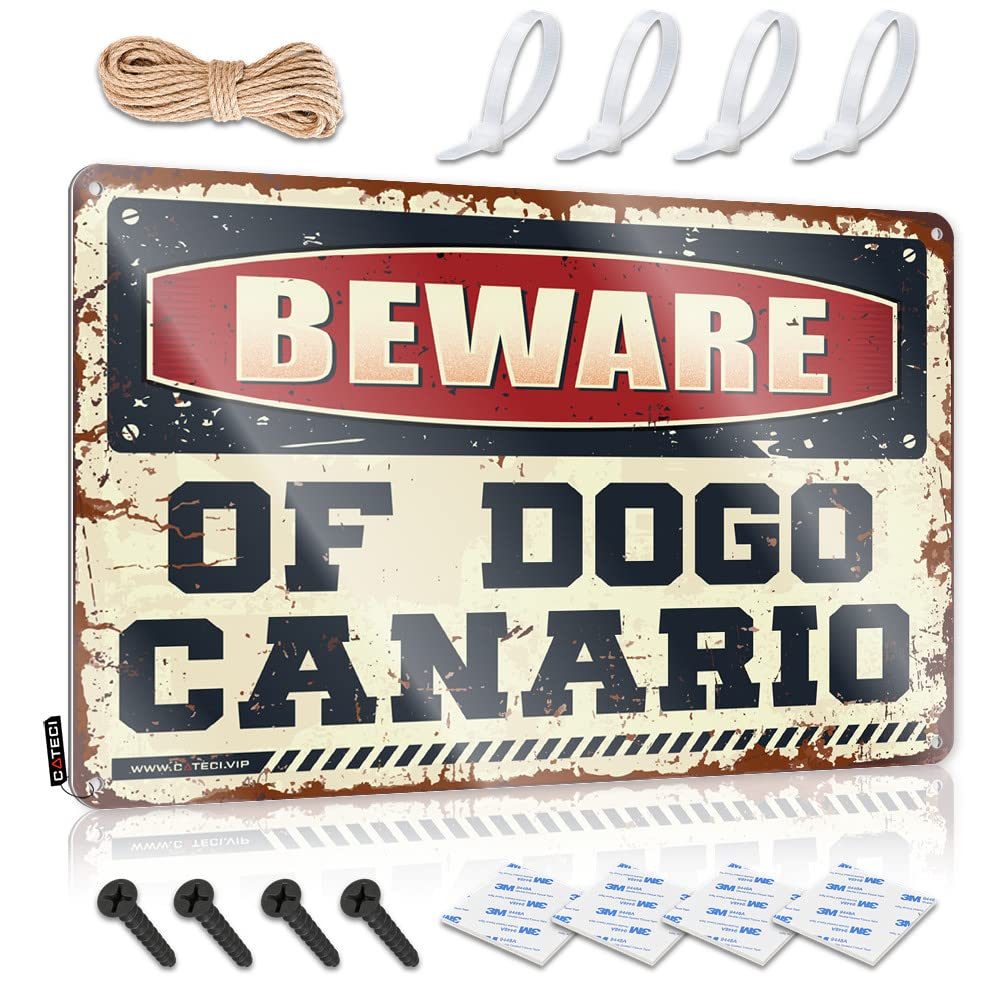 STWNVOITV Small Sign Beware Of Dogo Canario Tin Sign Bar Accessories For Man Cave Backyard Bar Decor(30X40CM)