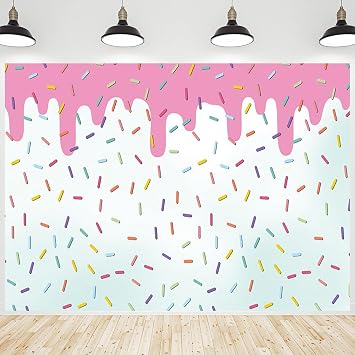 Donut Backdrop Sweet One Sprinkles Grow Up Birthday Photography Background for Newborn Baby Shower Birthday Party Cake Table Decorations Banner Supplies Photo Studio Photobooth Props 7x5ft