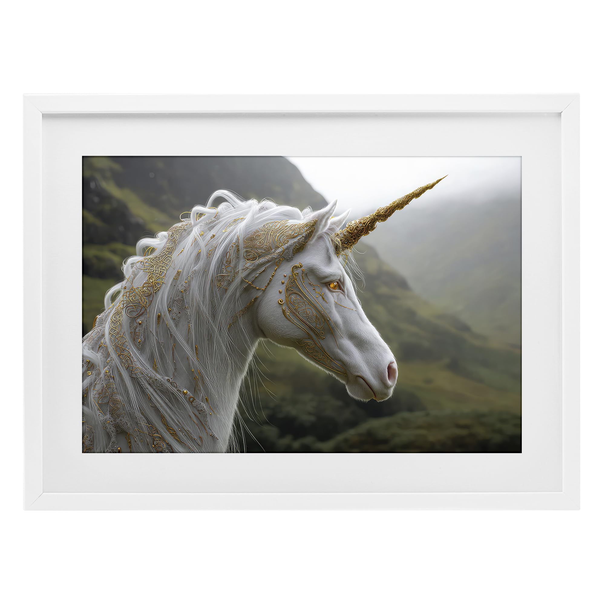 'Ornate Celtic Unicorn'| Framed Print Under Glass
