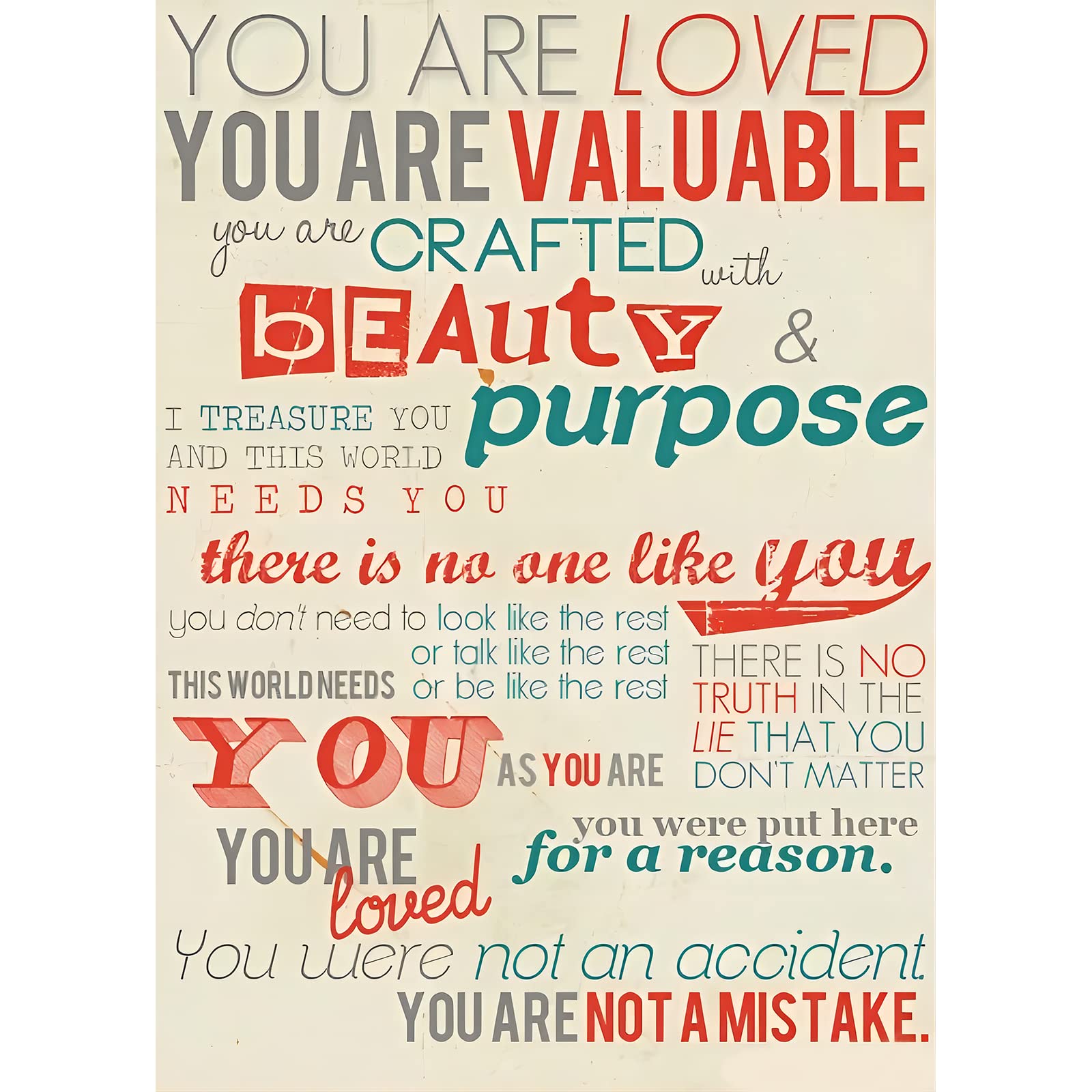 You are Valuable and Loved. Metal Tin Sign Hanging Retro Plaque Kitchen Poster Cafe Bar Pub Store Man cave Art Novelty Designs5.5x8inch