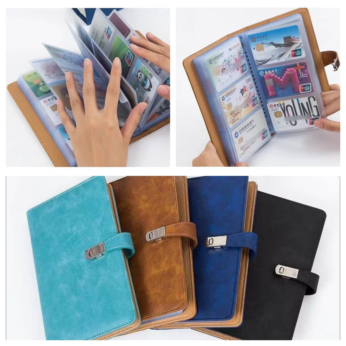 Business Card Organizer Holder Book,Credit Card Holder,Leather Card Organizer Business Card Case Storage Book Rolodex with 120 Card Slots Protection Case for Men and Women(Black)