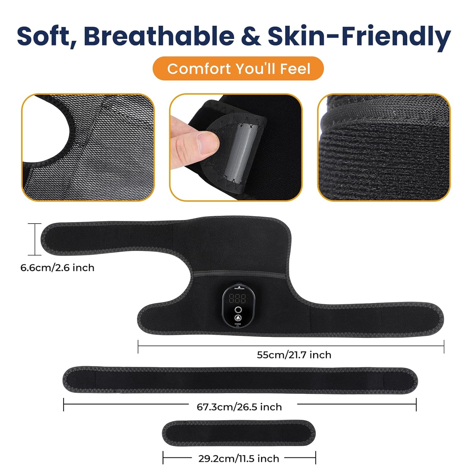 Cordless Knee Heating Pad for Pain Relief, Heat Knee Wrap with 6 Heat Levels and 4 Timers, Heating Pad for Knee Pain Relief, Adjustable Heat Wrap for Shoulder Elbow Leg, Perfect for Dad Mom Elders - Image 7