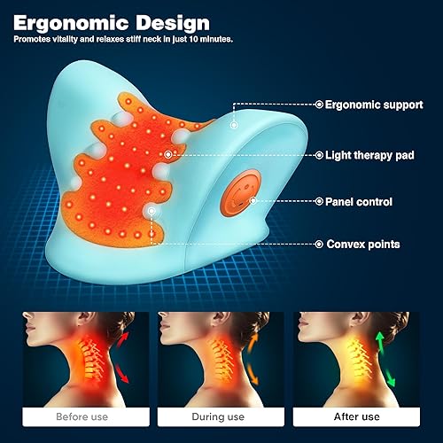 Miniatura 2 de Almohada térmica para el cuello, terapia de luz roja para aliviar el dolor de cuello, almohada portátil con almohadilla térmica, relajante de hombro