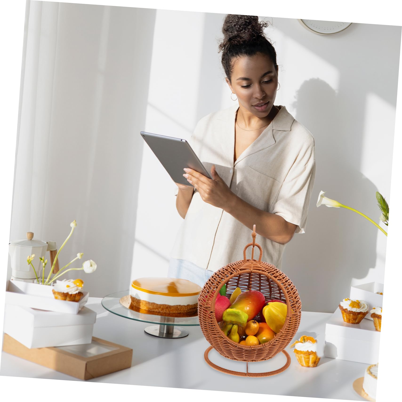 Zerodeko Contenitore Confettata in Pvc Marrone, Cesto per Frutta Originale e Resistente, la Conservazione di Frutta e Spezie in Cucina o Negozio