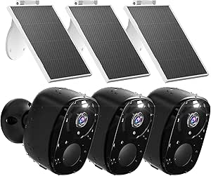 Rraycom 3Pack Security Cameras Wireless Outdoor, 2K Solar Powered Cameras for Home Security, Color Night Vision, PIR Motion Detection, 2-Way Audio, Waterproof, SD/Cloud Storage, Works w/Alexa asin的图片