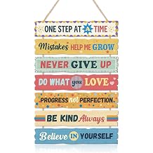 CHDITB Classroom Motivational Wooden Sign, Inspirational Wood Hanging Plaque, Positive Quotes Front Door Sign, Uplifting Wall Decor Hanger Never Give Up Wall Art for Nursery School Decor