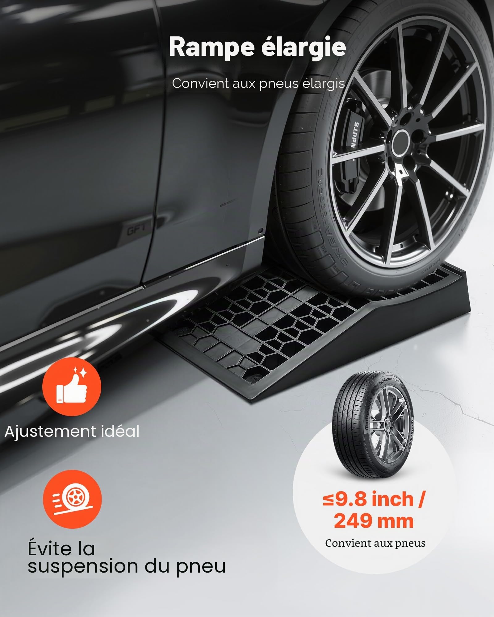 VEVOR Rampe de Voiture, 2 PCs, Rampe d'accès Portable à Profil Bas pour Voiture, capacité de 9072 kg, Hauteur de Levage de 66 mm, pour vidange, Inspection et réparation de véhicule à châssis Bas