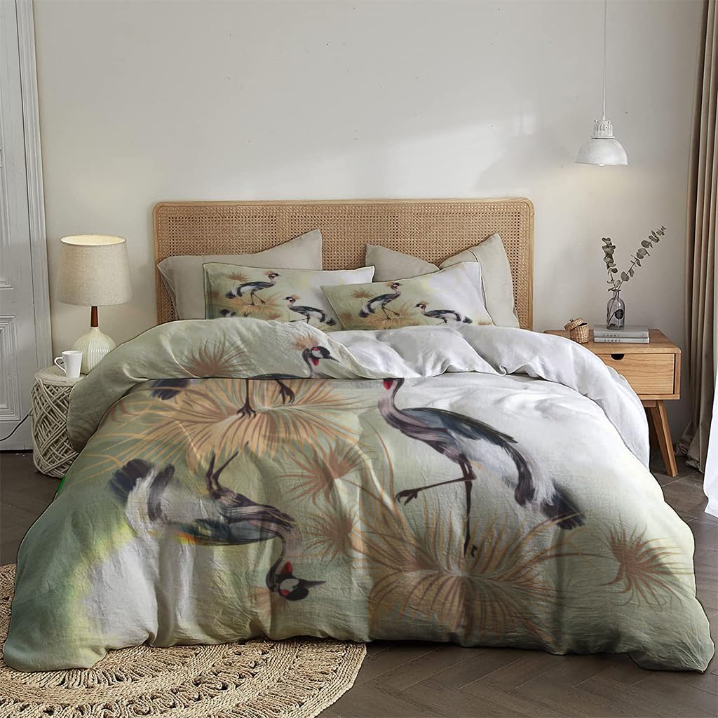 NIBAINLO 布団カバー優雅な鳥のカップル 肌に優しい ピーチスキン加工 掛け布団カバー 和式 洋式 あったか 布団カバーセット リバーシブル ホームステイ ホテル 家庭兼用