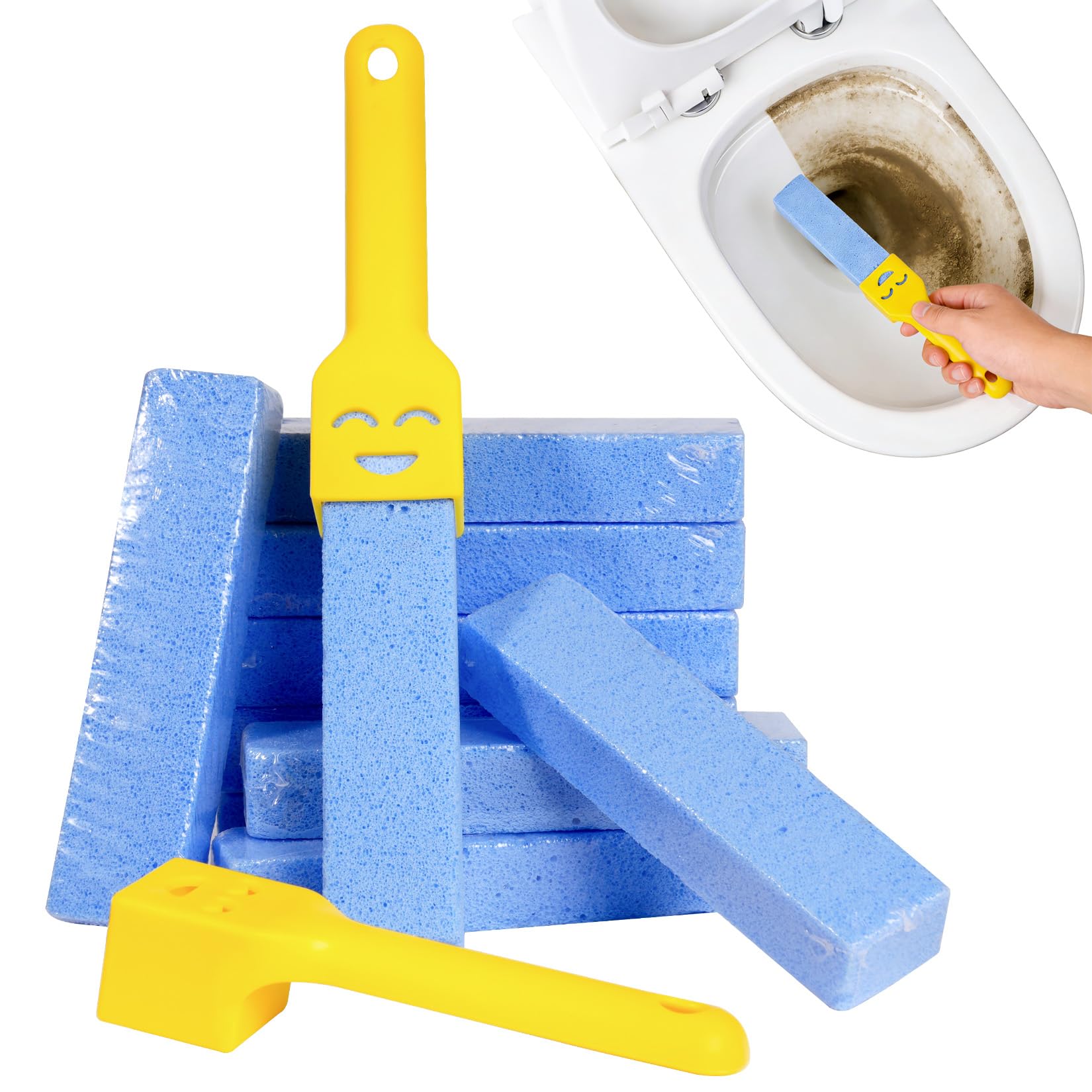 10 Pz Pietra Pomice per WC, Blocco Pietra Pulente Spazzole Bastone Naturale, Cleaning Block WC con 2 Maniglie per Pulizia di Piscine Bagno Cucina e Pumice Stone Cura dei Piedi