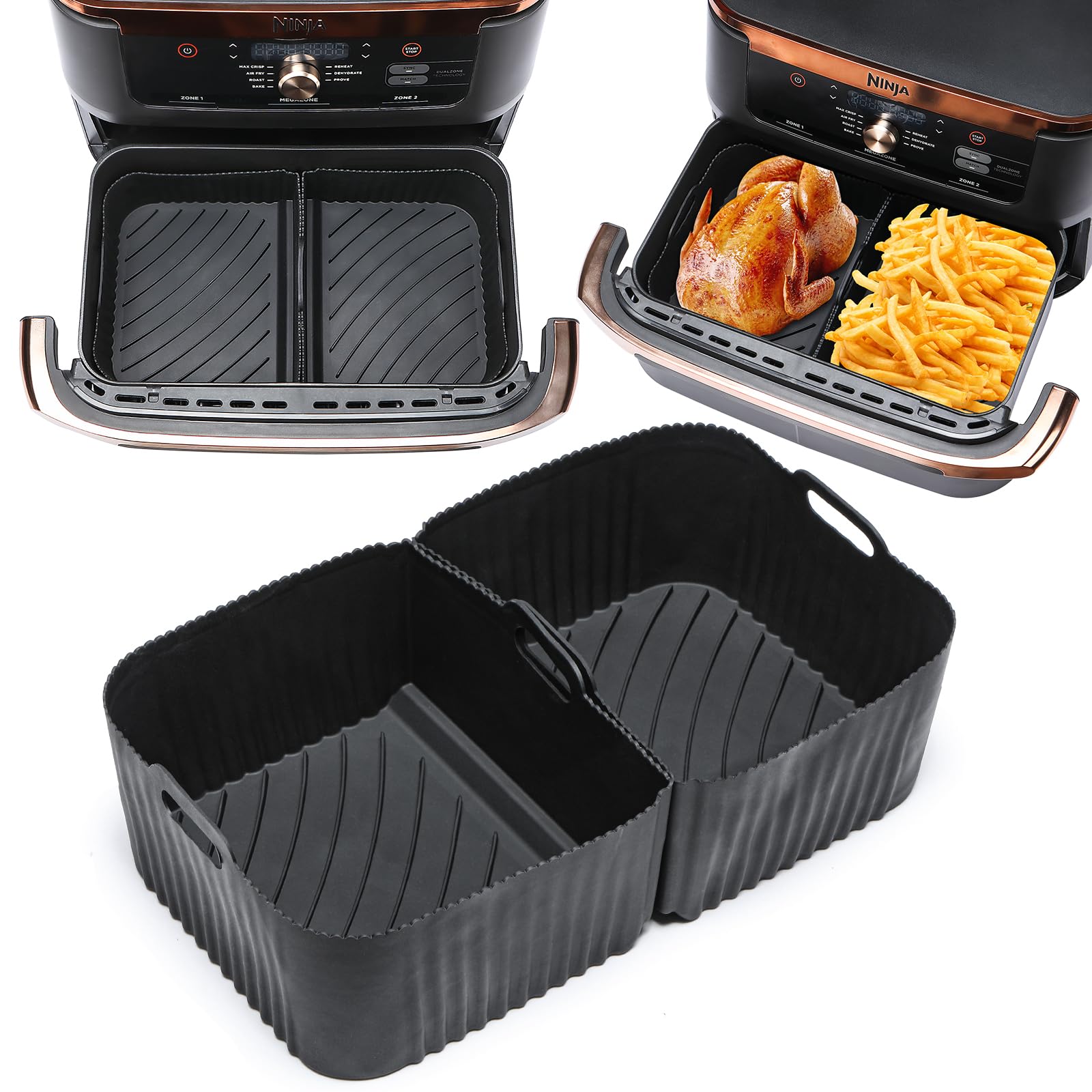 Moule silicone air fryer Ninja AF500EU - Accessoire plat carré réutilisable noir 10,4 L