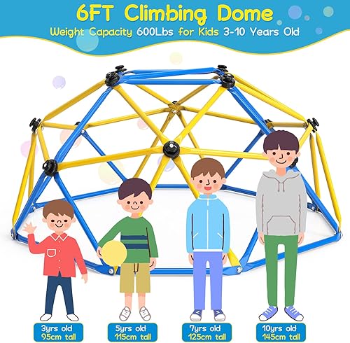 Miniatura 8 de GIKPAL Cúpula de escalada, escalada de cúpula geométrica mejorada de 6 pies con agarre de escalada para niños, equipo de juego para interiores y