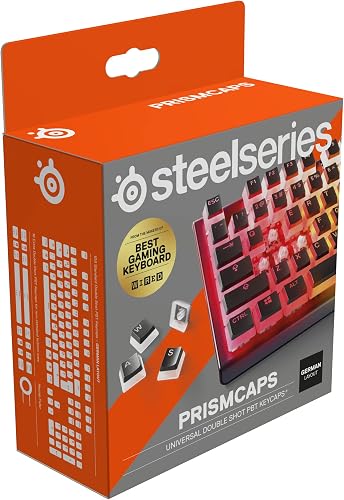 SteelSeries PrismCaps – Double Shot Pudding-style Keycaps – Durable PBT Thermoplastic – Compatible with Most Mechanical Keyboards – MX Stems – Black (German Layout)