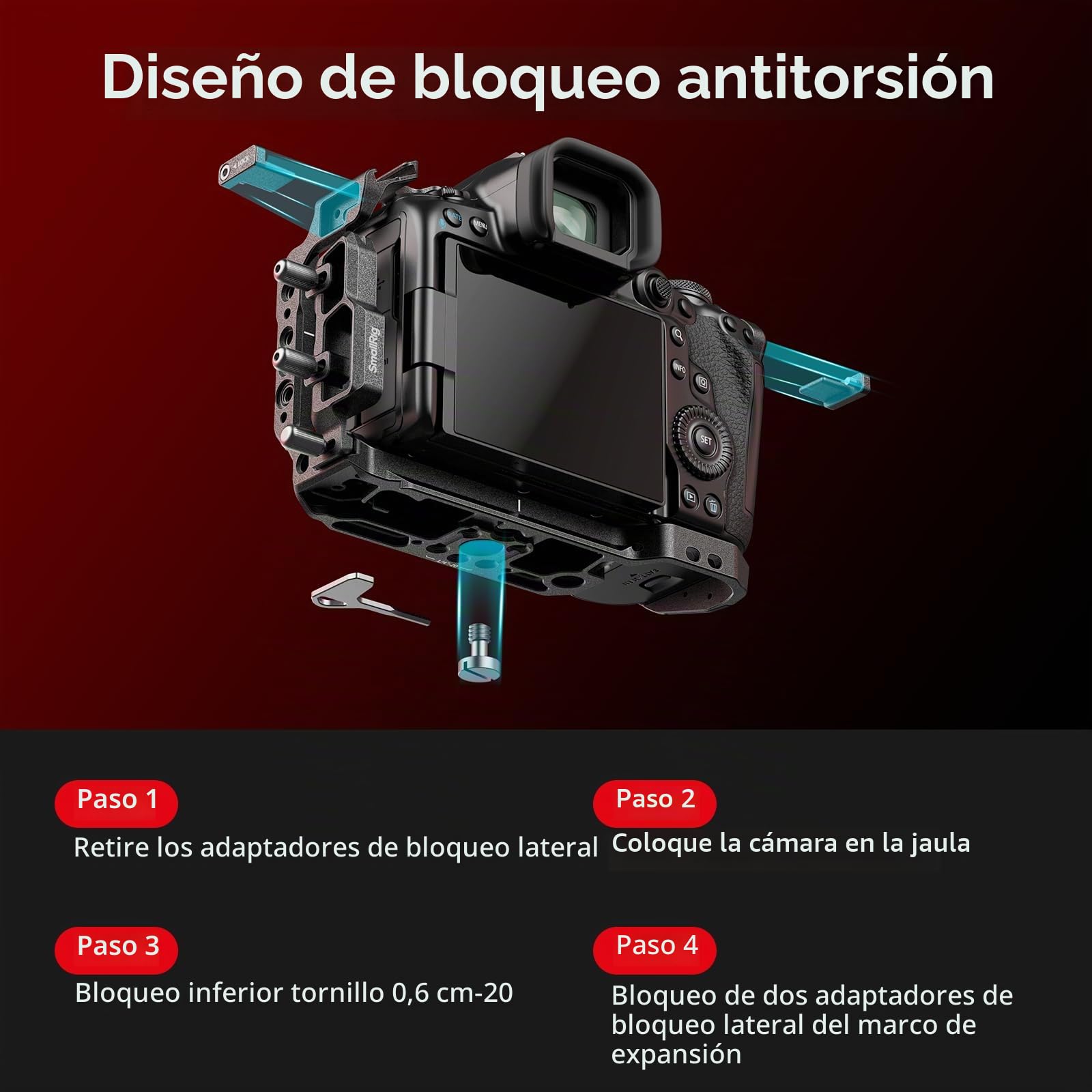 SMALLRIG Black Mamba Kit de Jaula para Cámara para Canon para EOS R5 Mark II con Asa Superior y Abrazadera de Cable Dedicada, Soporte para Cámara de Aleación de Aluminio - 4976