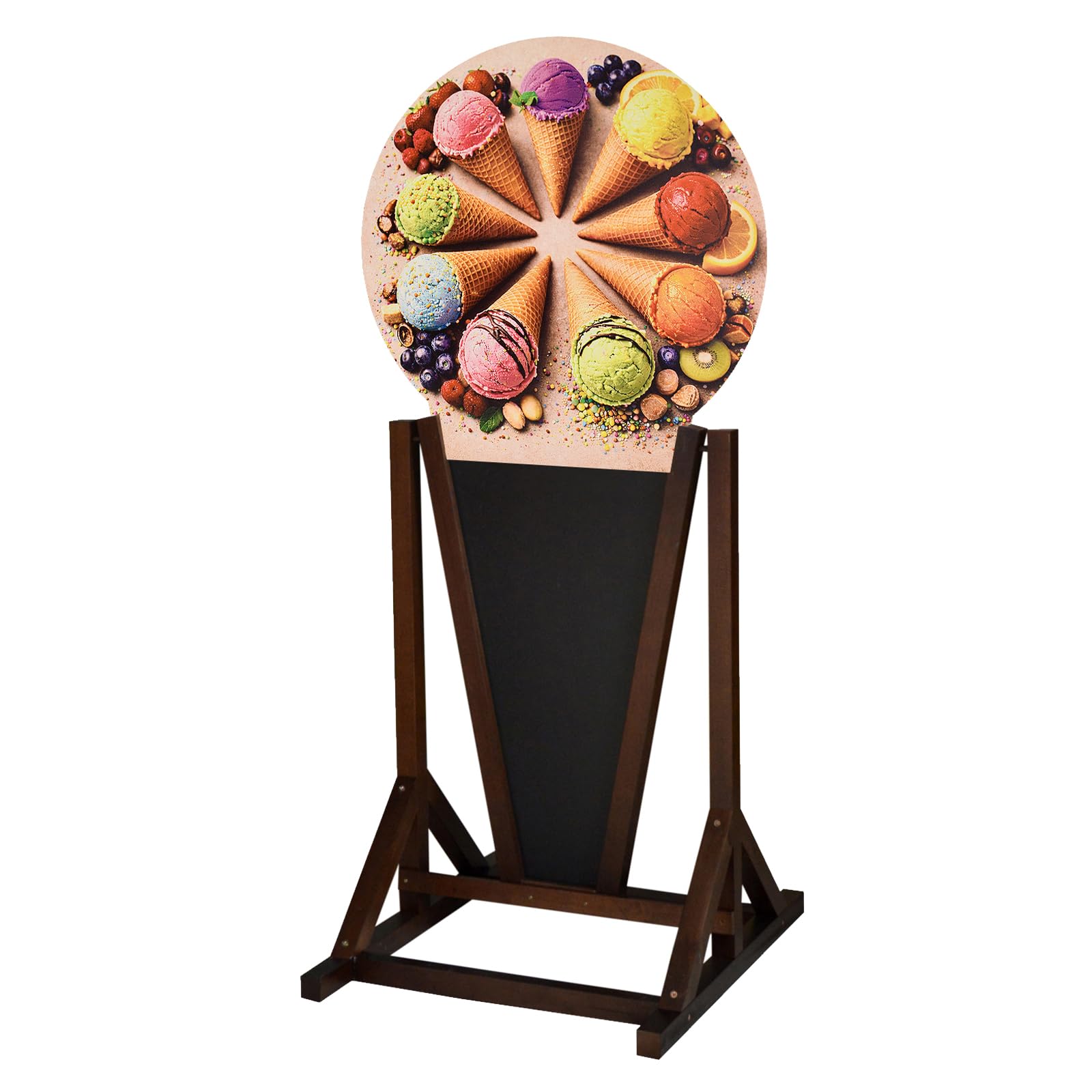 Dwustronny potykacz reklamowy 154 x 74 cm, wodoodporna tablica kredowa z różową lub brązową drewnianą ramą (Brązowy, 14. Hot dogi)