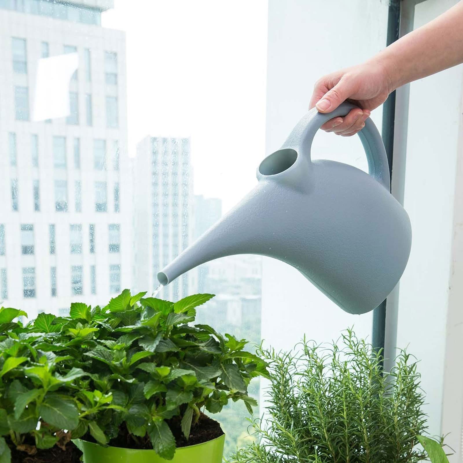 Arrosoir en plastique à long bec en forme d'éléphant pour plantes d'intérieur, accessoires de jardin, outils d'irritation d'intérieur (gris)