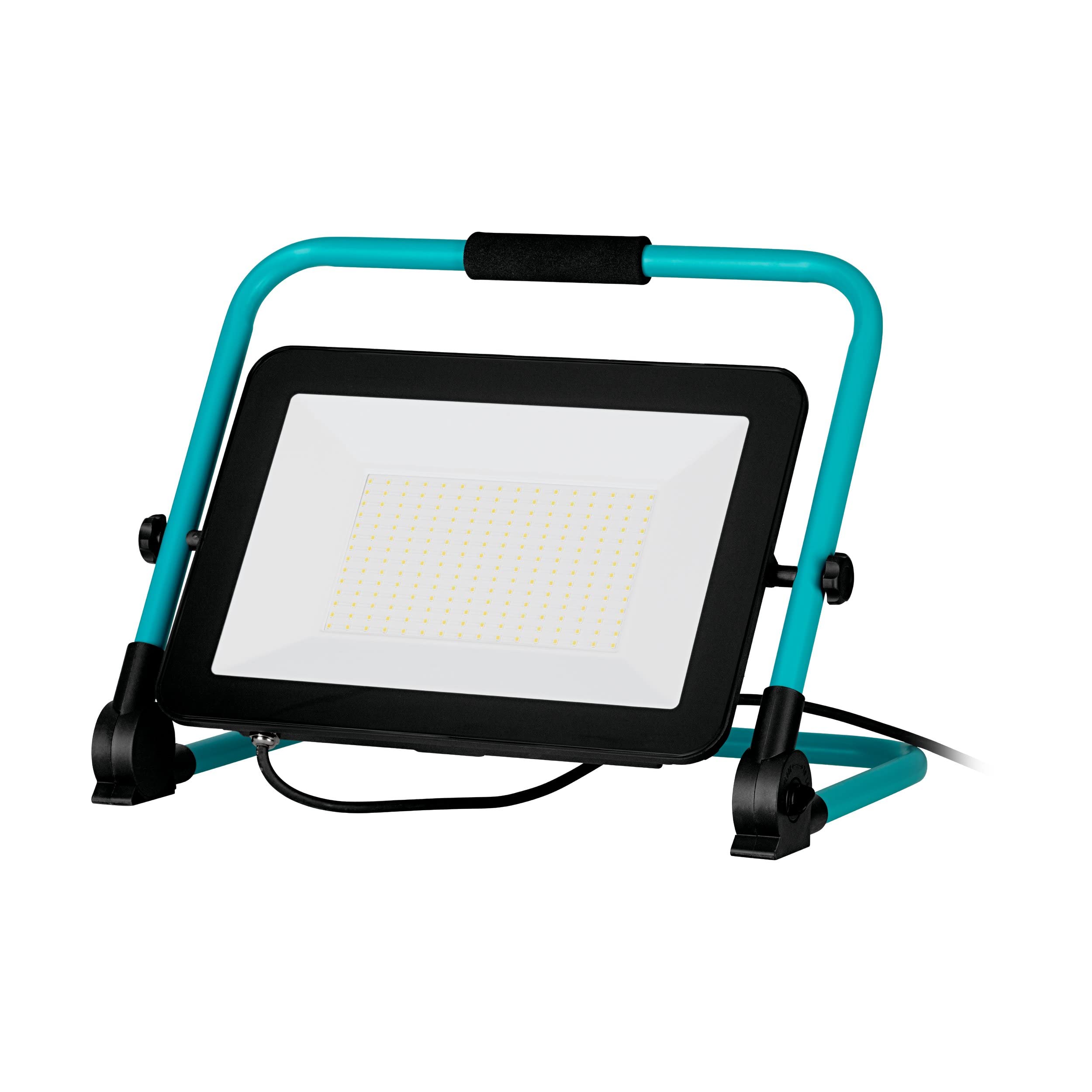 EGLO LED Baustrahler, tragbare Arbeitsleuchte aus Aluminium und Kunststoff | Arbeitsscheinwerfer in türkis und schwarz, Werkstattlampe schwenkbar, IP65, neutralweiß, 15800lm