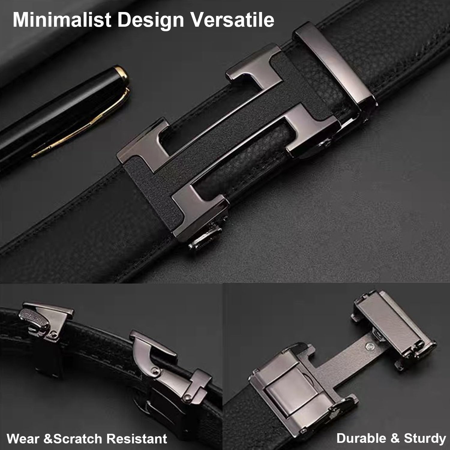 Men's Leather Belt Ratchet Belt Dress with Premium Leather Slide Belt with Easier Adjustable Automatic Buckle Casual Accessories for Every Occasion (49in) - Image 5