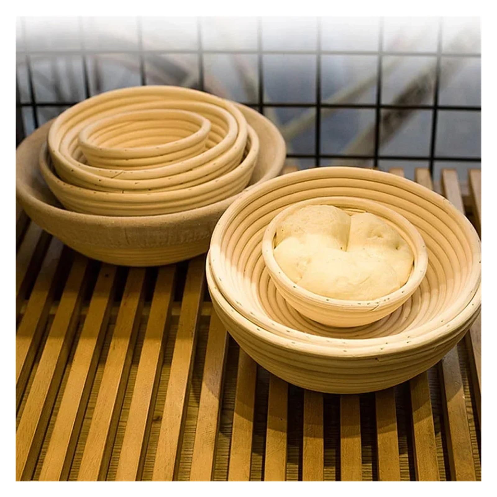 Sauerteig, Rattan Handgemachte Wicker Backen Schüssel Teig Fermentation Korb for Brot(Baguette 43X9X5)