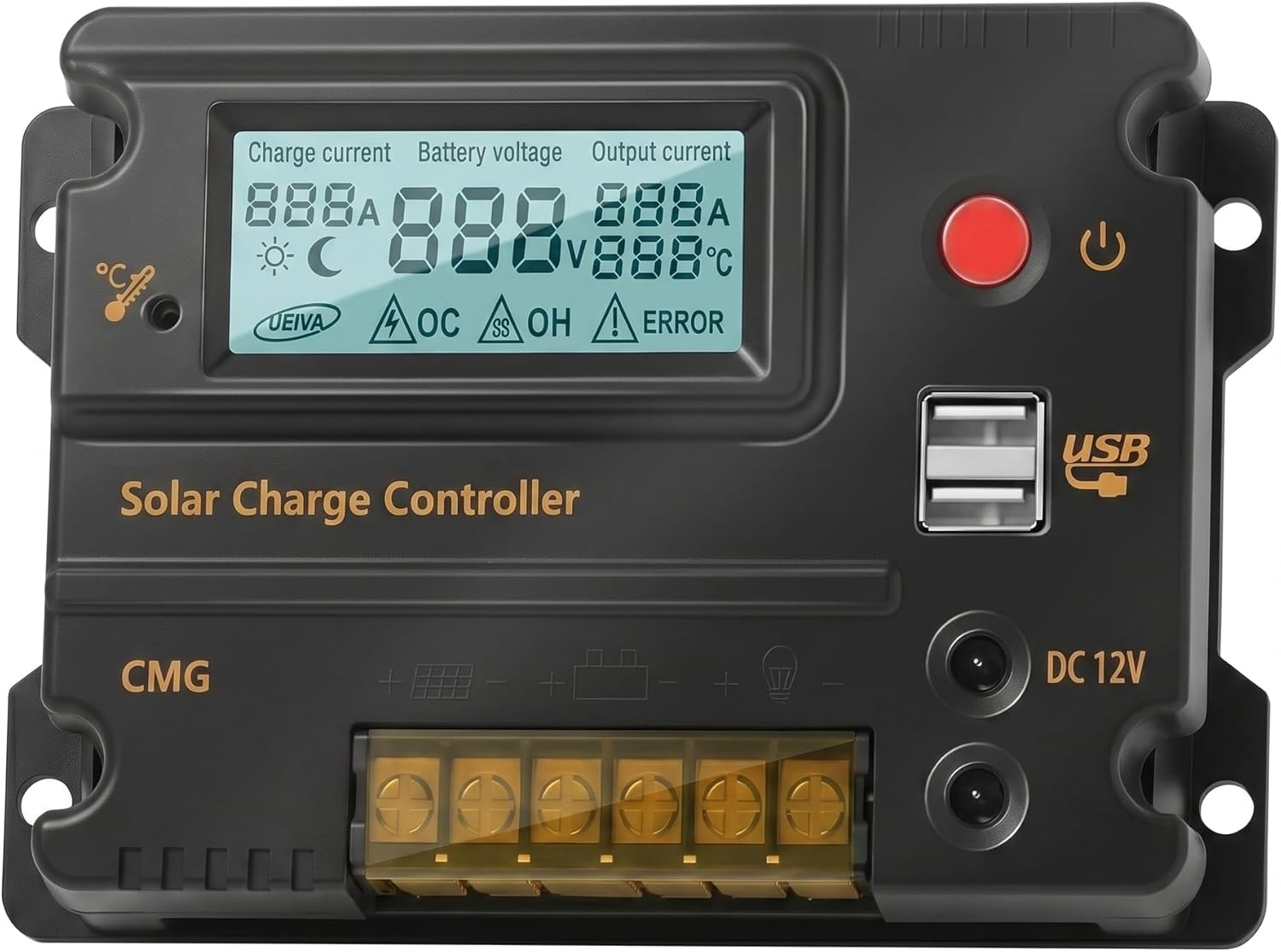 20A 12V 24V Contrôleur de charge solaire Interrupteur LCD automatique Panneau intelligent Régulateur de batterie Régulateur de charge Protection contre la surcharge Compensation de température