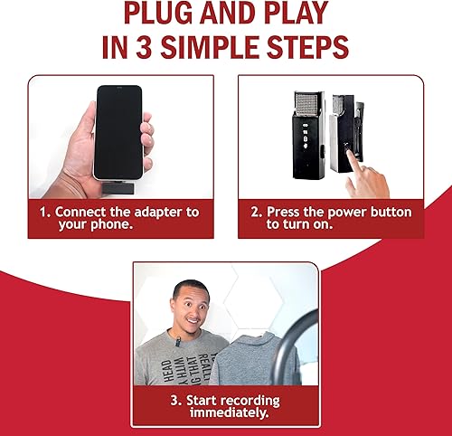 Miniatura 4 de TikTalkPro Micrófono Lavalier inalámbrico para iPhone, paquete de 2 micrófonos de 2.4 GHz, audio con cancelación de ruido, largo alcance de hasta