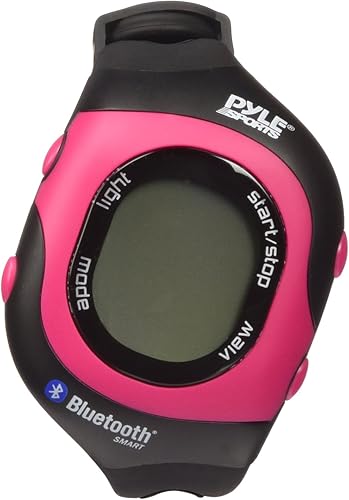 Pyle PSBTHR70PN - Monitor de frecuencia cardíaca Bluetooth Fitness Reloj de pulsera deportivo digital inteligente con correa de pecho,