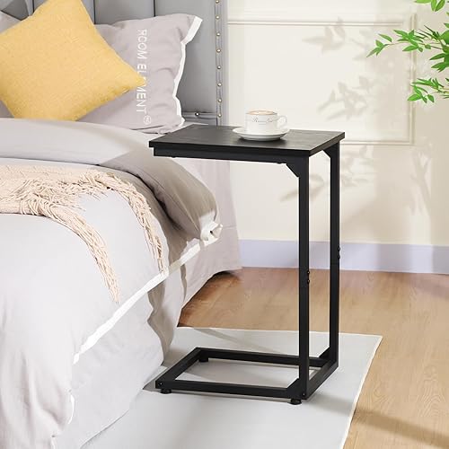 Miniatura 2 de AMHANCIBLE HET02CBK - Mesa auxiliar en forma de C, juego de 2 mesas auxiliares para sala de estar, mesa deslizante debajo del sofá para sofá, Negro