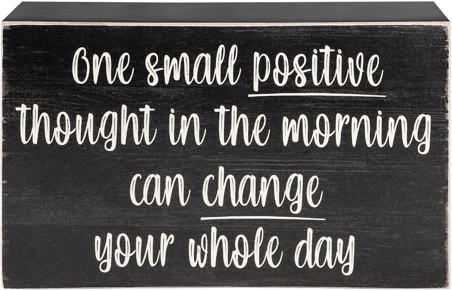 Esur Positive Thought Home Office Desk Wooden Box Sign Decor - Inspirational Shelf Wall Decoration Accessories for Women, Black