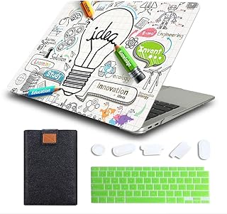 MTAOTAO MacBook Air 13 Inch Case 2020 2019 2018 Release Model A1932 A2179 A2337 M1, Durable Hard Case Cover with Laptop Sleeve & Keyboard Cover for Mac Air 13.3 Retina Touch ID, Creative Bulb 2