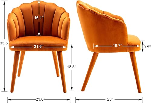 Miniatura 10 de DM Furniture DM-Furniture - Juego de 2 sillas de comedor de terciopelo con patas de madera tapizadas para el hogar, cocina, sala de estar, crema, 2