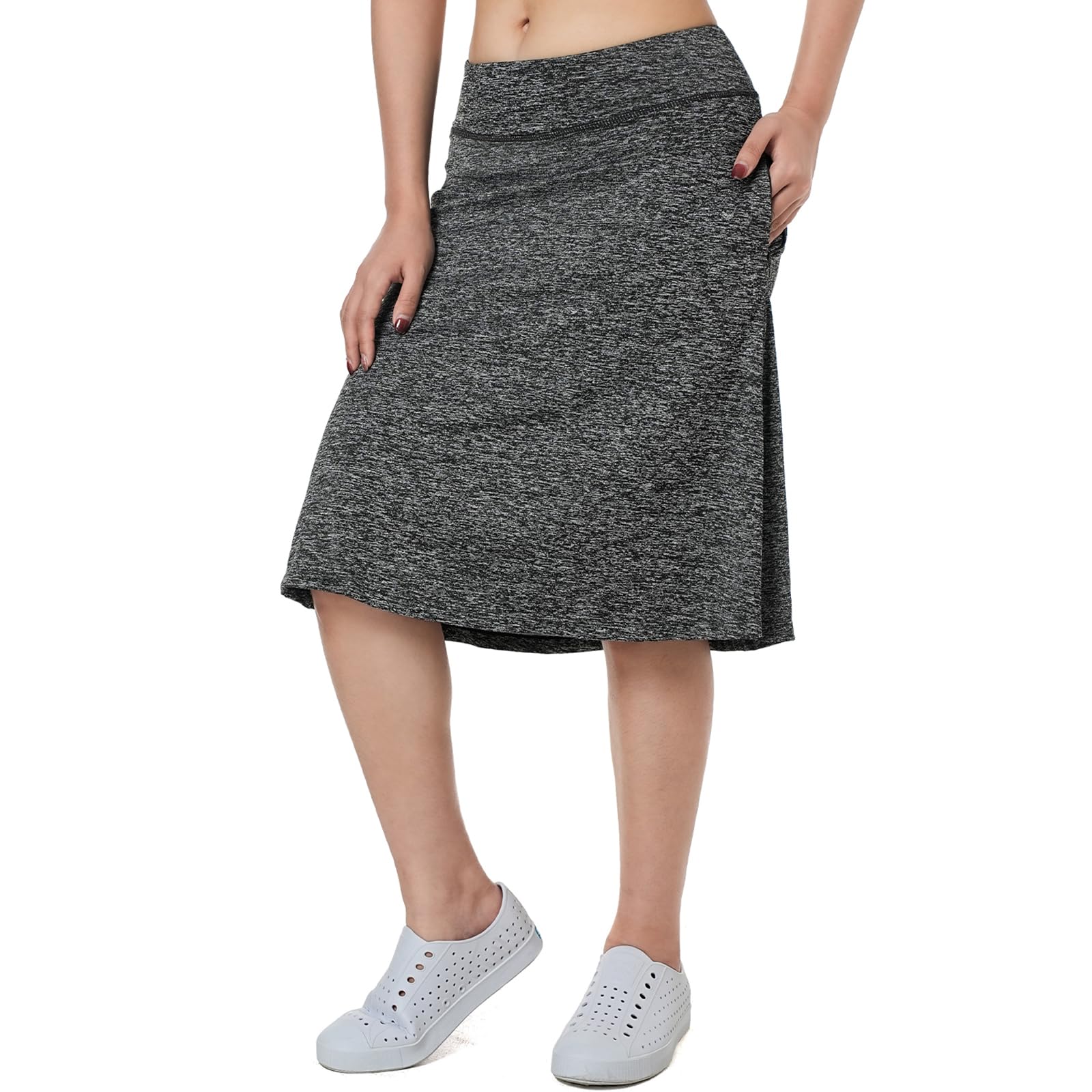 Women's Midi Knee Length Skirts with Zipper Pockets,26" Knee Length Skorts for Women Athletic Swim Skirts