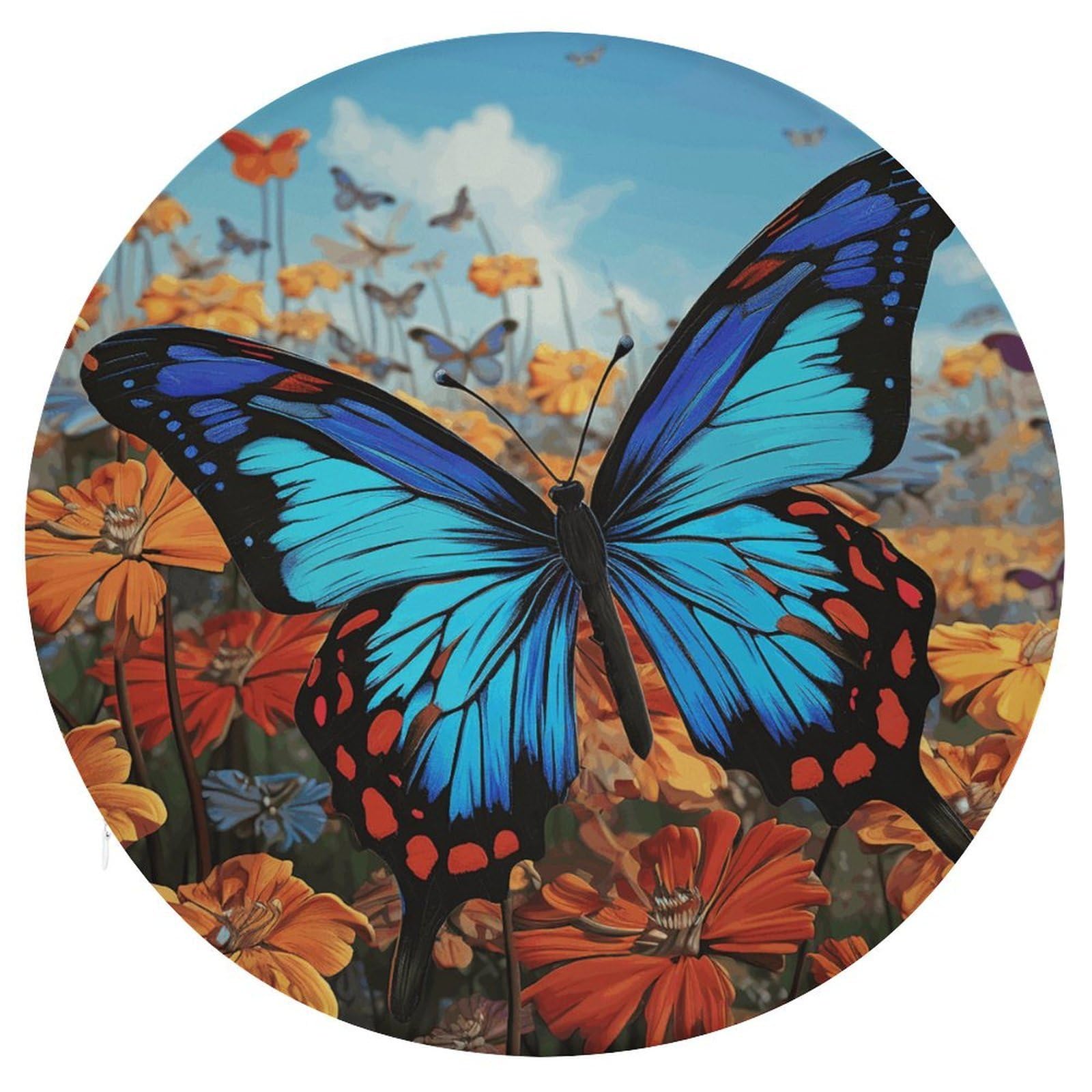 Wsoihfec Style Big Butterfly Seat Cushion Round Chair Pad