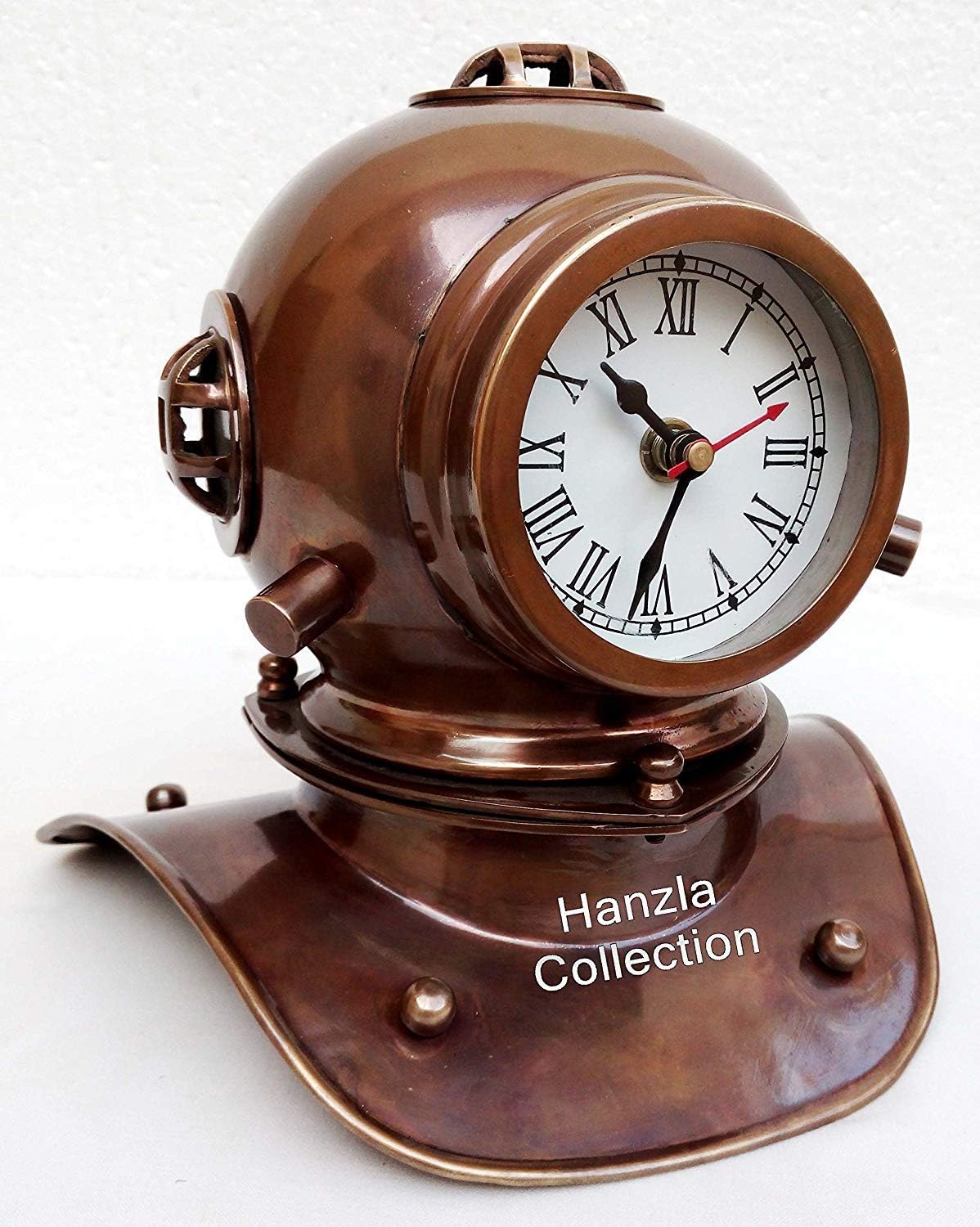Vintage Antique Brass Divers Diving Helmet Clock Nautical Collectible Desktop Decorative A