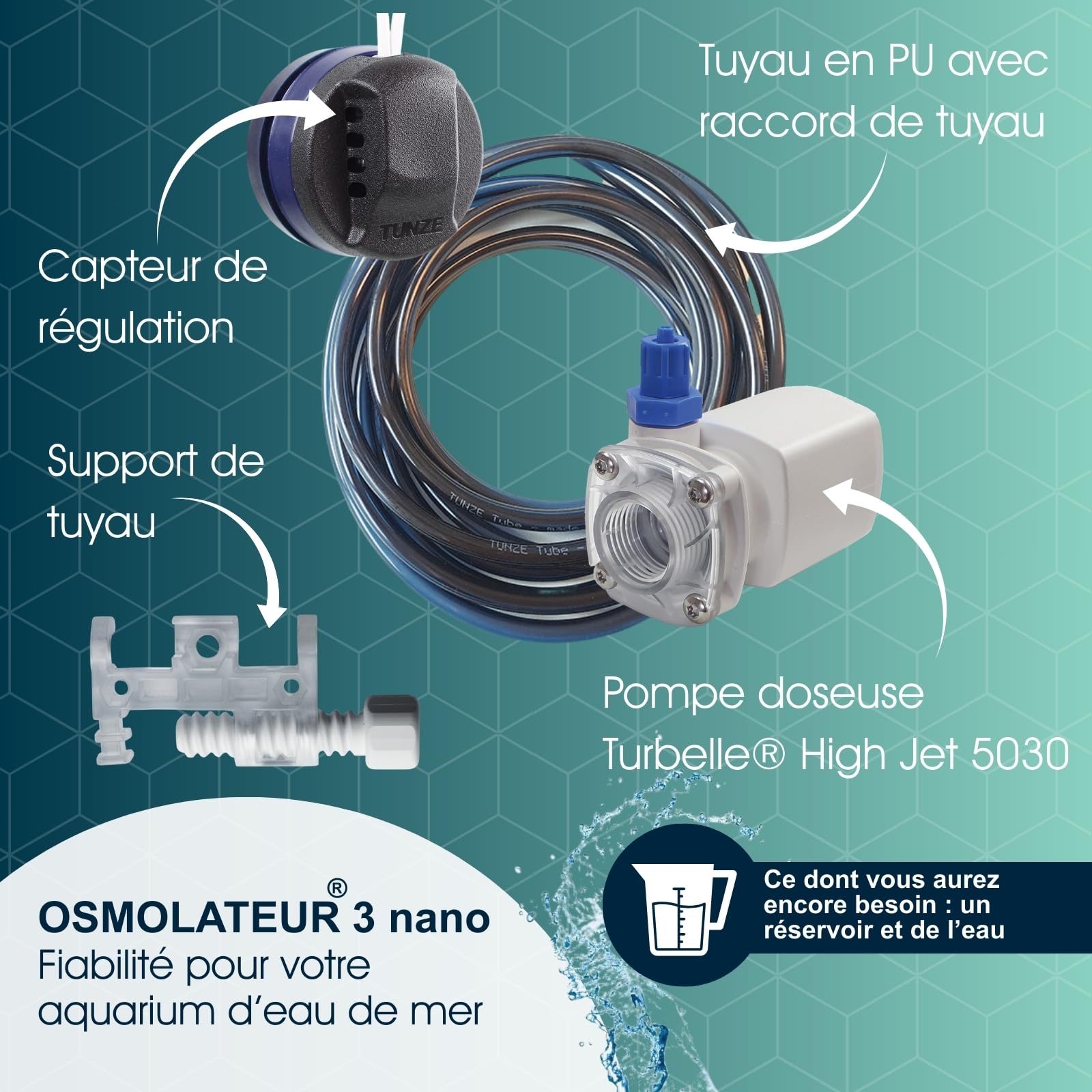 Tunze Osmolator 3 Nano I Wasserstandsregler für Nano- & Kleine Aquarien (BIS zu 250l) I Wasserpegelregler mit Zeitüberwachung für Salzwasseraquarien I Water Level Sensor mit Magnethalterung