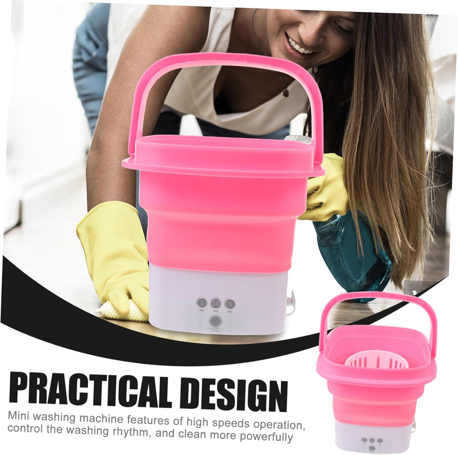 Portable Mini Folding Washing Machine Small Compact Washer with Timer Touchscreen Foldable Design for Travel Camping Dorm Apartment Energy-saving Lightweight Washer for Small