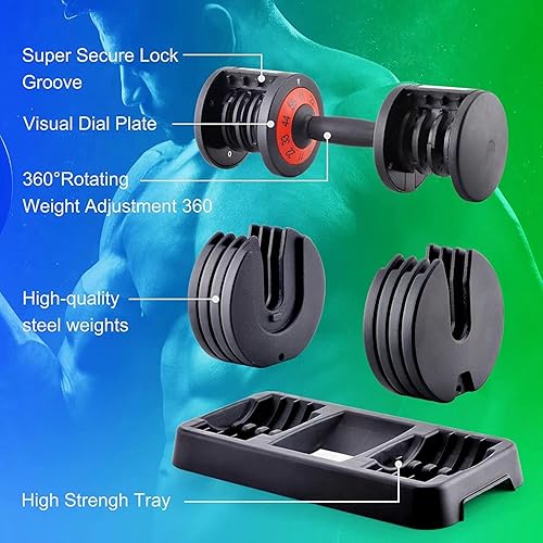 Miniatura 2 de 2555 lbs Pair Adjustable Dumbbells Set, Adjustable Weights Dumbbells Set for Men and Women with Anti-Slip Fast Adjust Weight by Turning Handle,Black