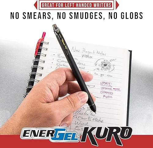 Miniatura 7 de Pentel Energel - Bolígrafo de gel 07 Kuro de línea media paquete de 12 unidades color negro y 6 azul