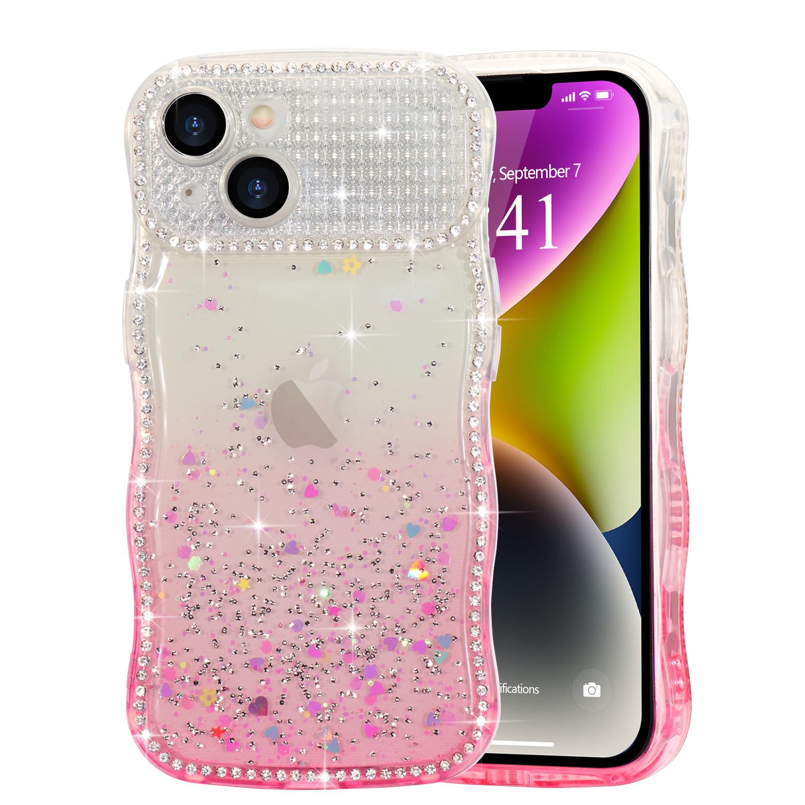 Custodia Glitter Trasparente Per IPhone 13 (6.1") | TPU Antiurto Con Brillantini Fissi, Nero - 2