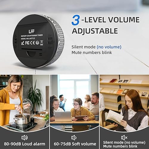 Miniatura 3 de LFF Temporizadores digitales de cocina, temporizador visual con pantalla LED grande, reloj de cuenta regresiva magnética para aulas, cocina,