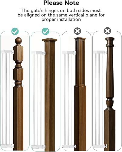 Miniatura 7 de COMOMY Puerta de bebé extra alta de 42 pulgadas para puertas de escaleras, se adapta a aberturas de 29.5 a 40.6 pulgadas de ancho, puerta de