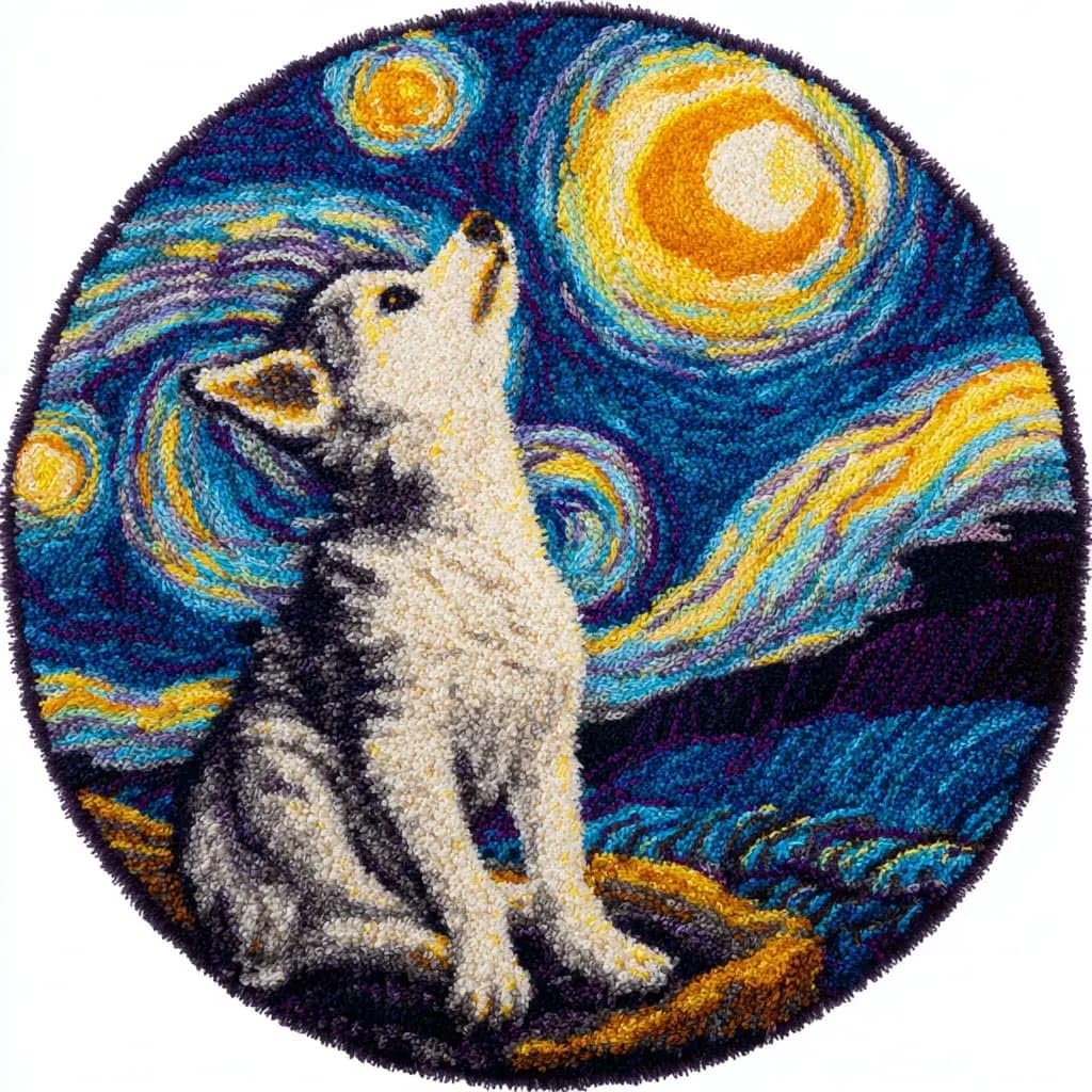 Round Latch Hook Rug Kits Chihuahua For Adults And Starter 50*50Cm