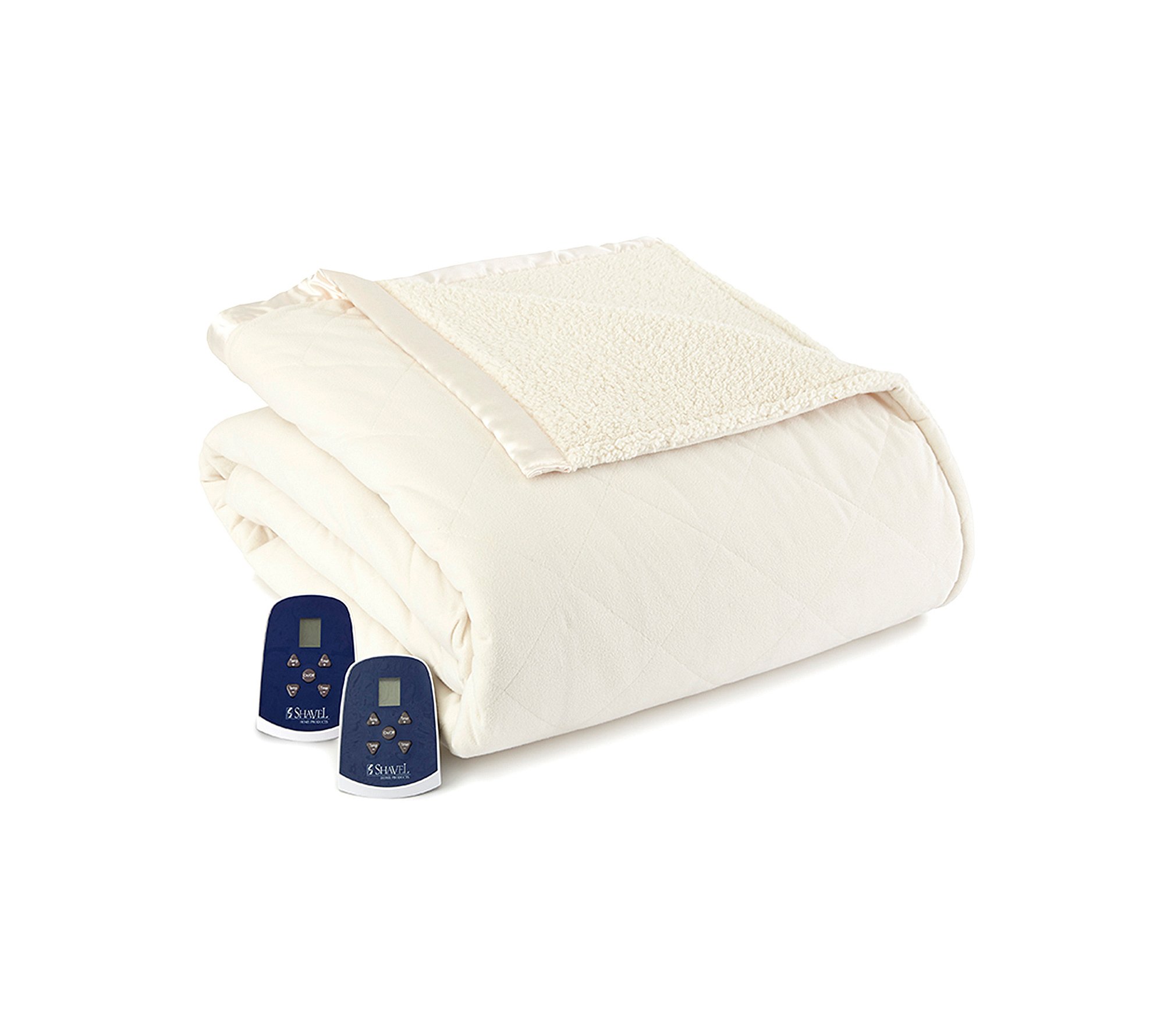 Photo 1 of **USED**ONLY 1 SIDE WORKS**  Micro Flannel Reverse to Sherpa Electric Heated Blanket, King, Ivory