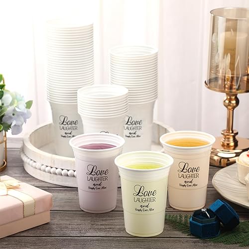 Miniatura 4 de Vasos desechables de plástico para boda, tazas de recepción, 16 onzas para despedida de soltera, cumpleaños, aniversario, otoño, boda, recepción,
