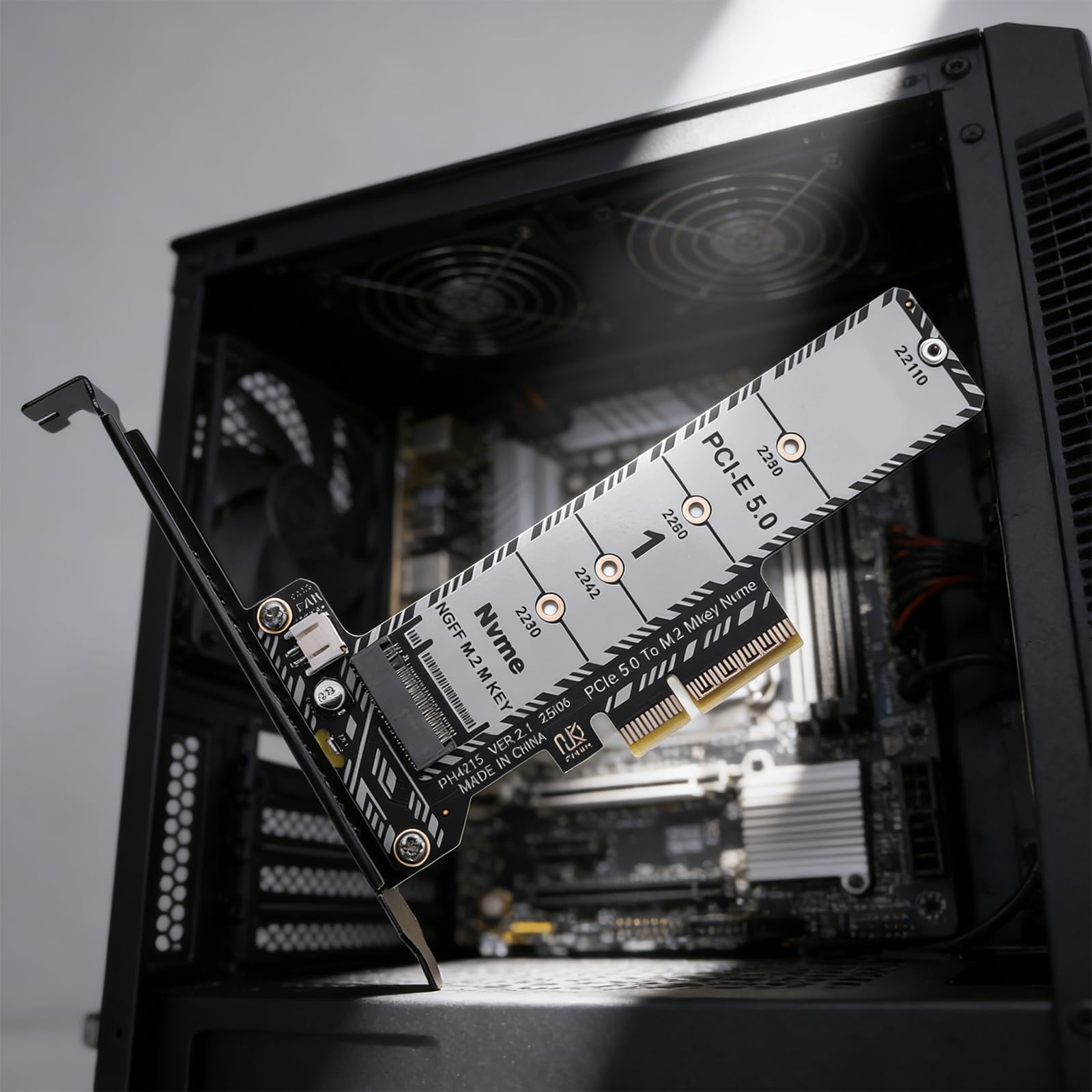 Karta adaptera PCIe 5.0 na M.2 NVMe, niskoprofilowa, pełna wysokość, kompatybilna z SSD 2230-22110, do Windows/Linux/Mac