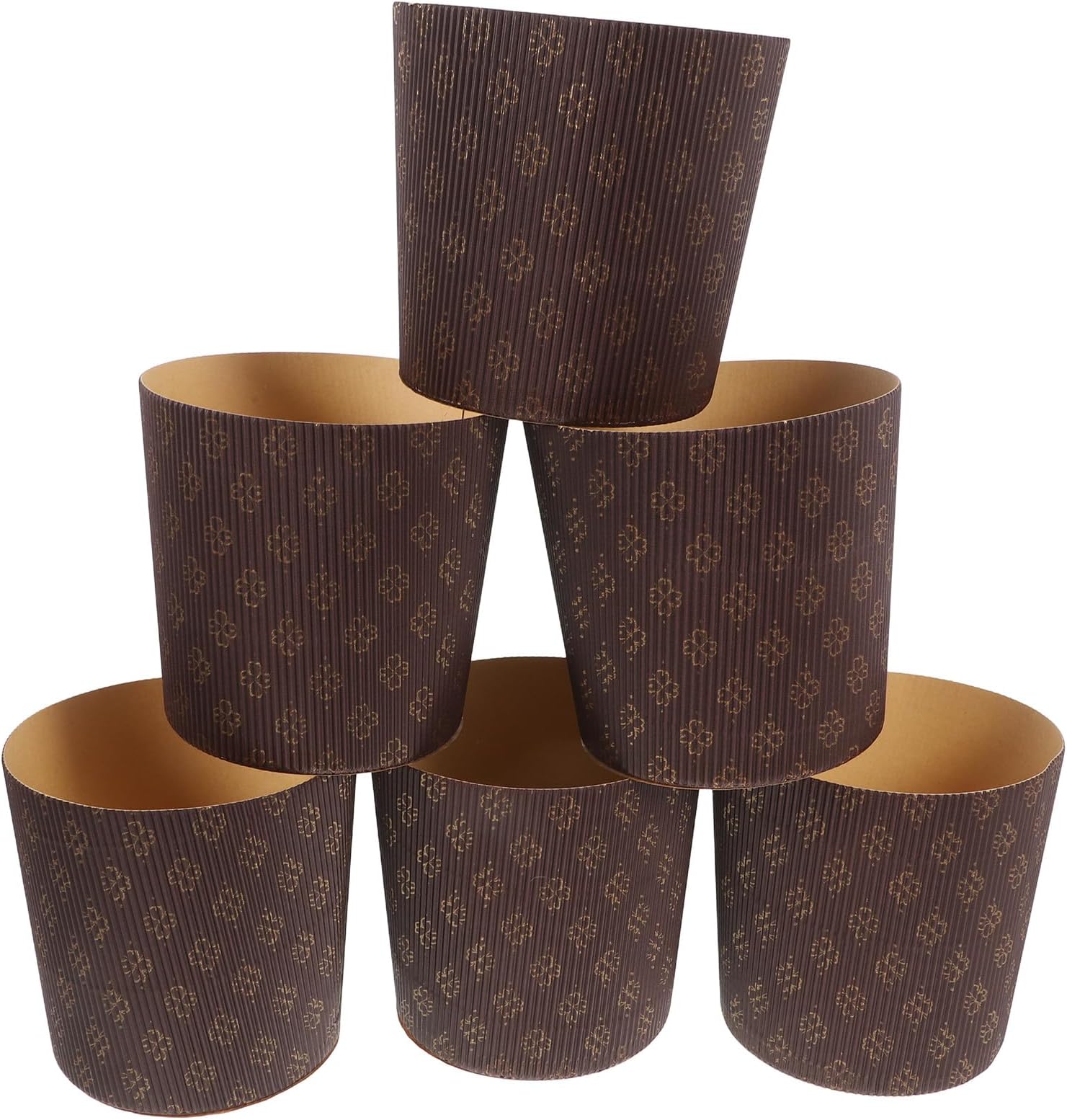 OSALADI 25pcs Panettone Paper Cake Baking Cups 4-inch Corrugated Muffin Liners for Italian Bread Loaf, Easter Paska and Wedding Cupcake Liners, Greaseproof Baking Cups for Party