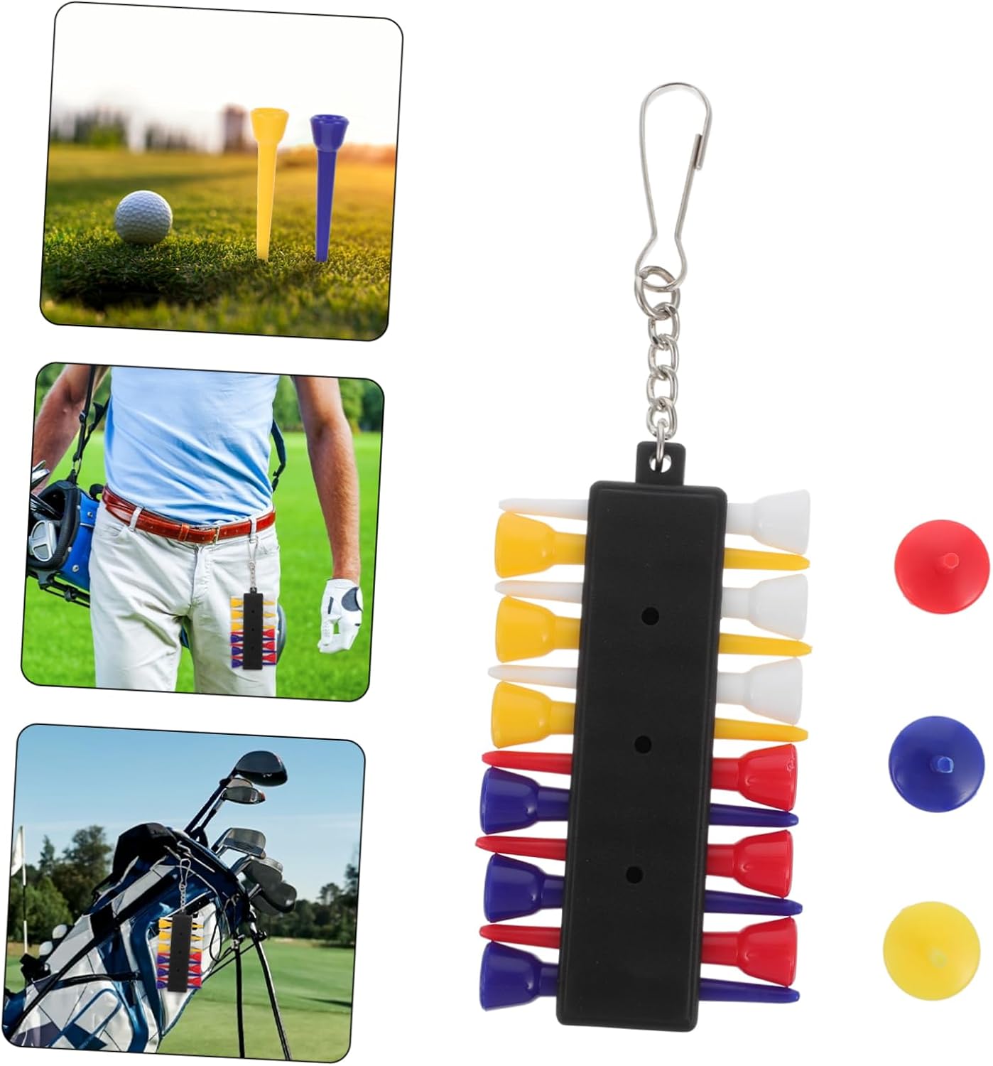 2sets Golf Spikes Set Unbreakable Plastic Tee Holders Women Golf Accessories Portable Tee Carrier Hooks